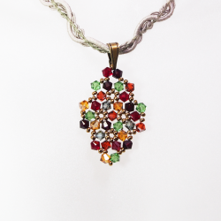 Pendant 40cm - Priscilla Rhombus S-Khaki Braid - Pendant 40cm - Laiton bronze